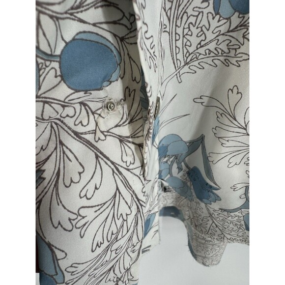 VTG H Bar C Ranchwear Blue Floral Pearl Snap Shirt Long‎ Tail Men’s 16.5 / 35 - Picture 5 of 7